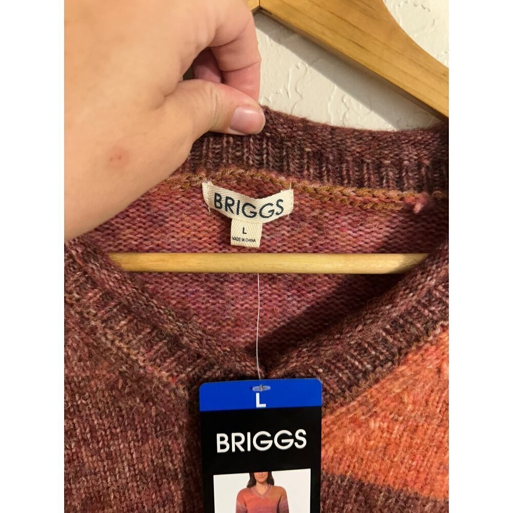 Y NWT Briggs Cozy Vneck Ombré watercolor Long Sleeved Poly/wool Knit Sweater - Picture 8 of 10